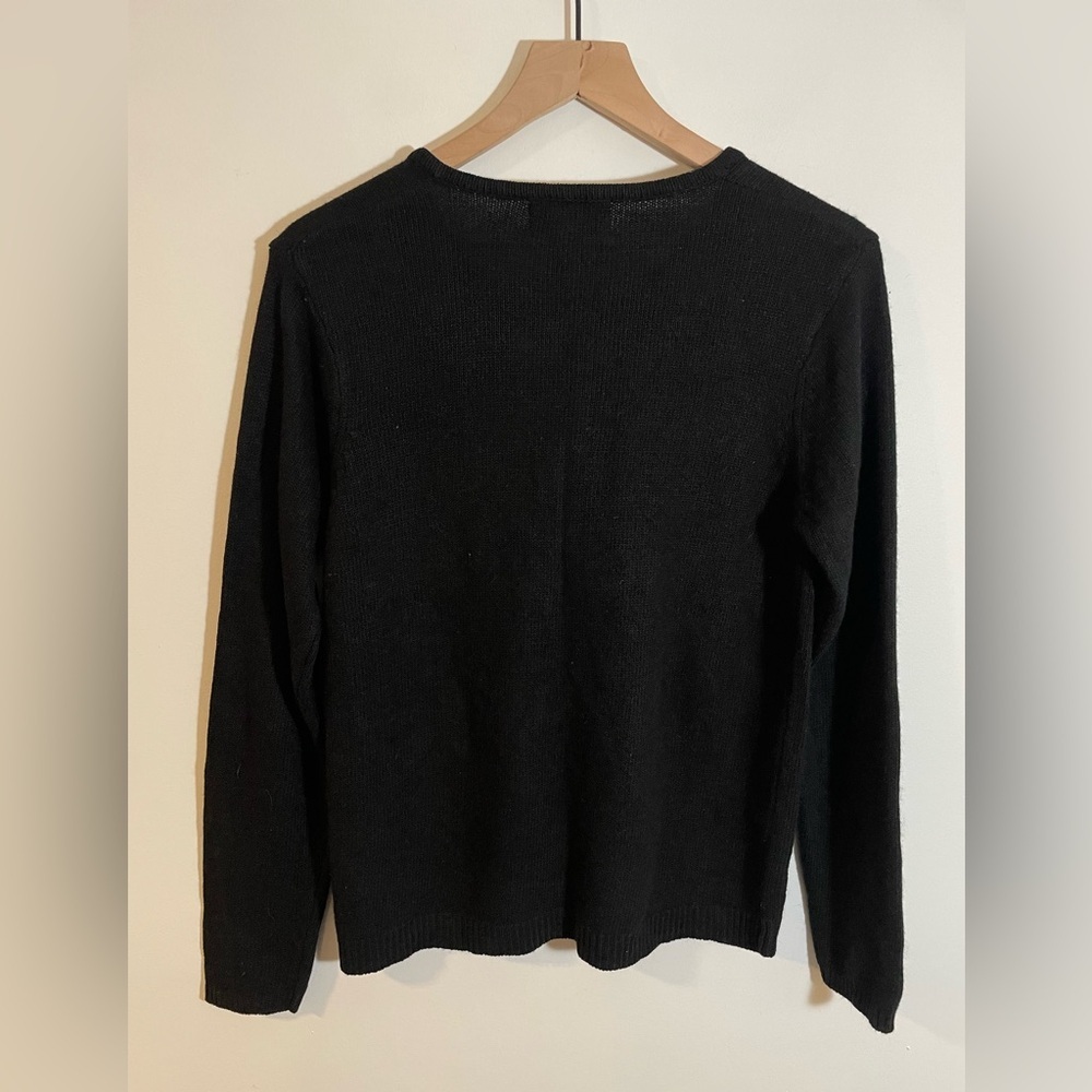 NWTAll Points by Reference Point Silk Blend Black Knit Cardigan Sweater Sz Med - Picture 6 of 11